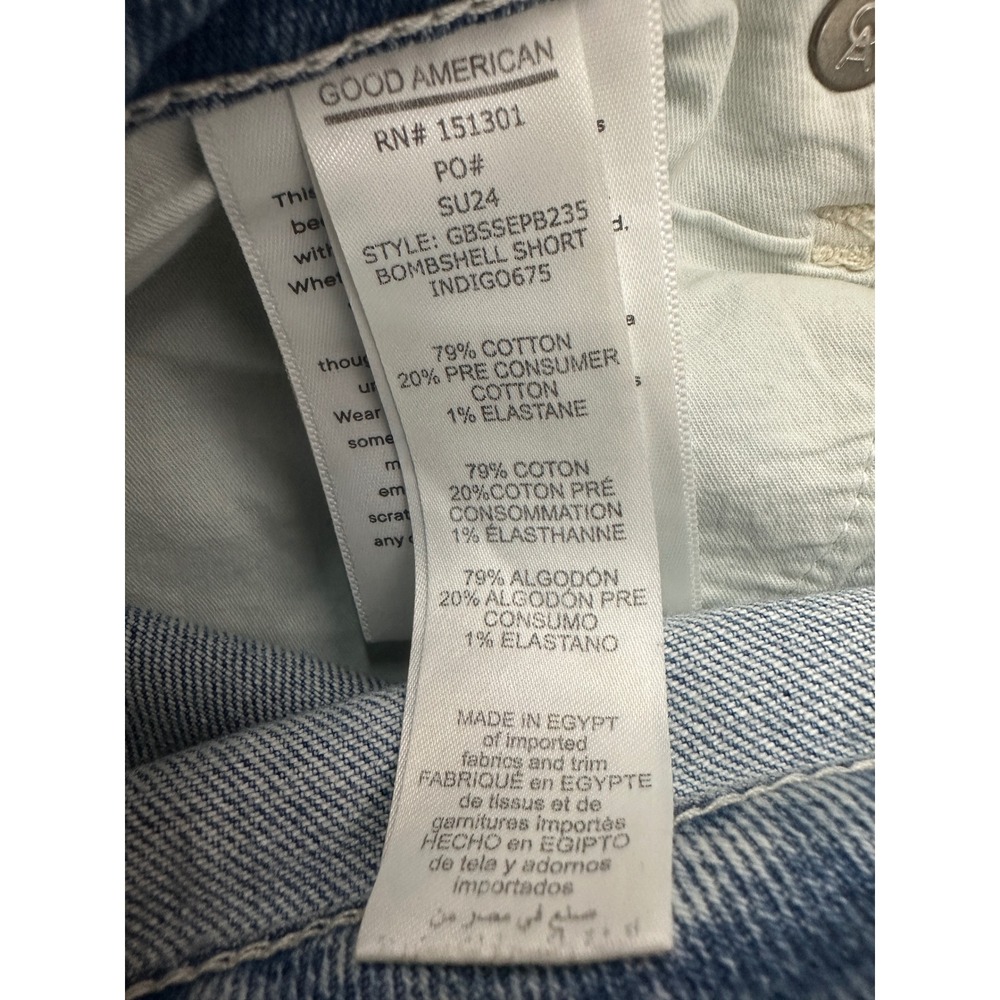 NWT Good American Bombshell Short Distressed Denim Indigo675 10/30 - Picture 6 of 6